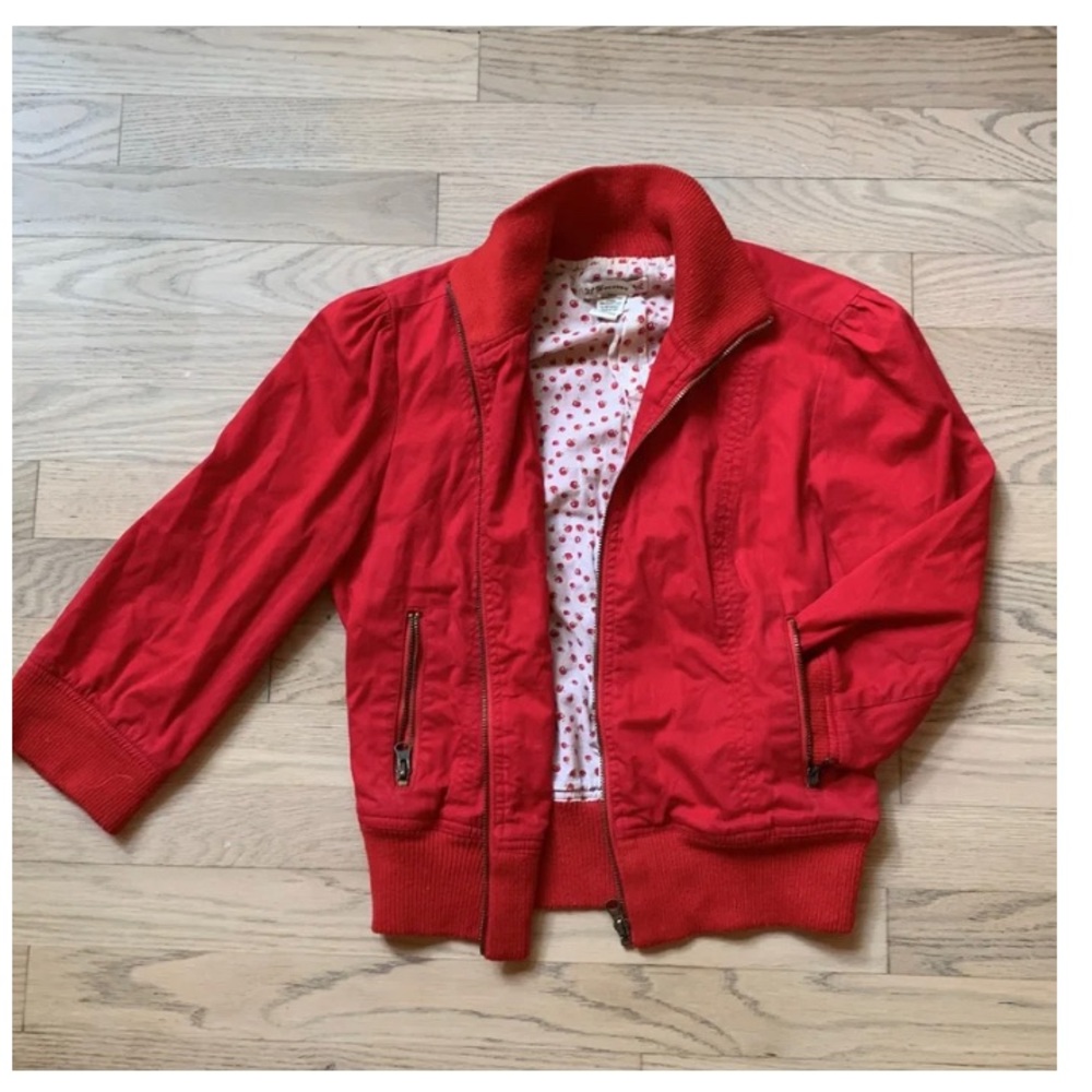 Forever 21 Red Cotton Moto Jacket